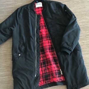 Long Nylon Bomber Jacket